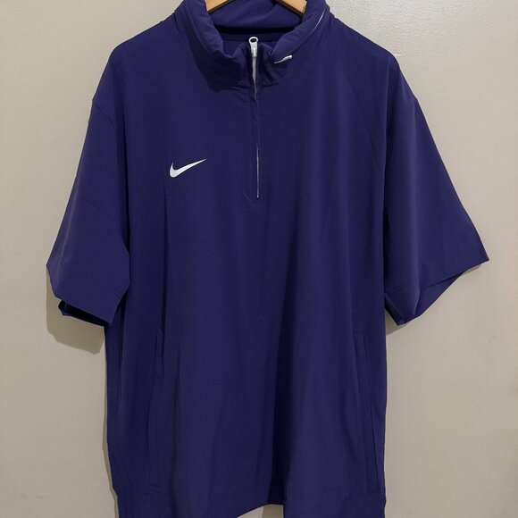 Nike Football Coach Sideline 1/4 Zip SS Hoodie Jacket Mens 2XL Purple FJ9548-513 - Picture 1 of 7